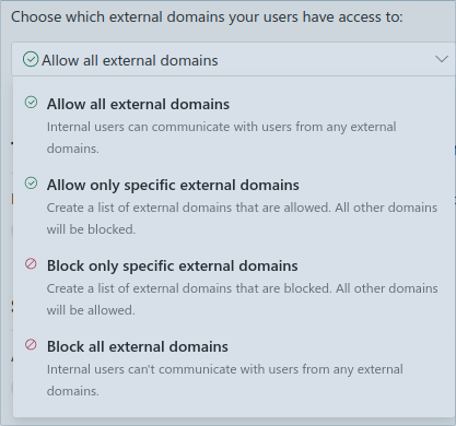 Settings to control external communications Settings to control external communications