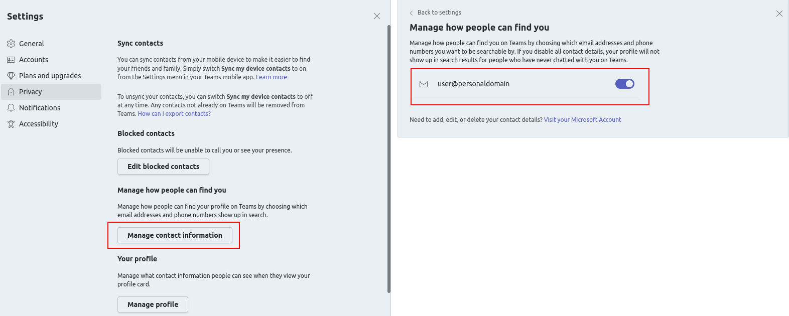 Privacy settings for personal accounts Privacy settings for personal accounts
