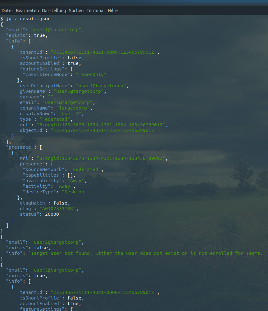 JSON output of TeamsEnum JSON output of TeamsEnum