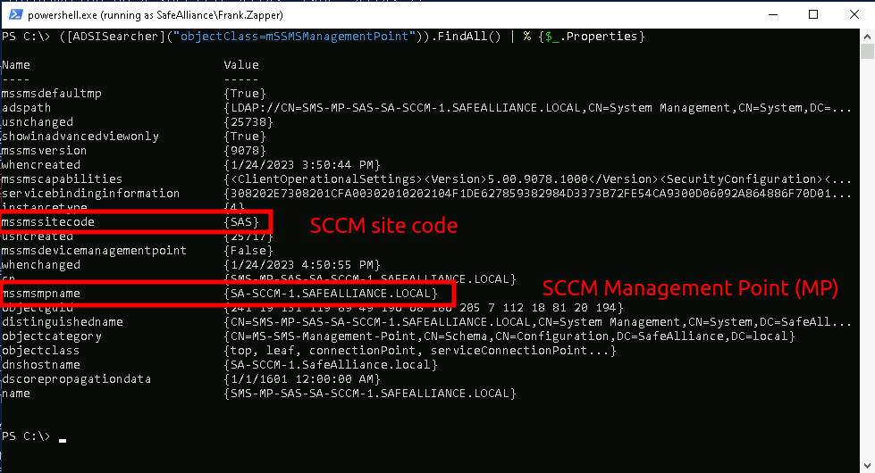 Querying LDAP for SCCM specific domain objects Querying LDAP for SCCM specific domain objects